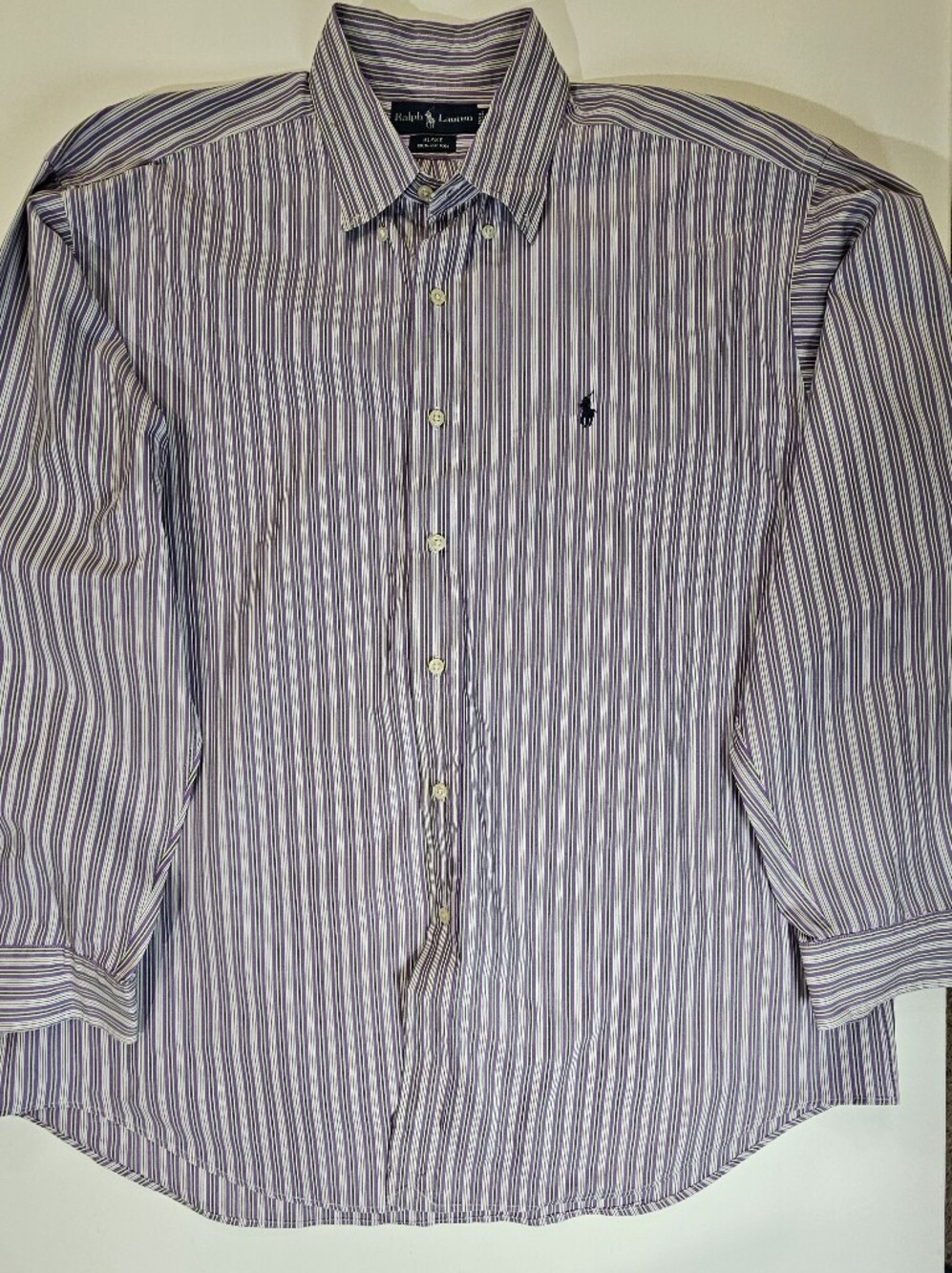 Ralph Lauren Blake Fit Button Down Shirt Mens XL Purple White Stripe Pony Logo